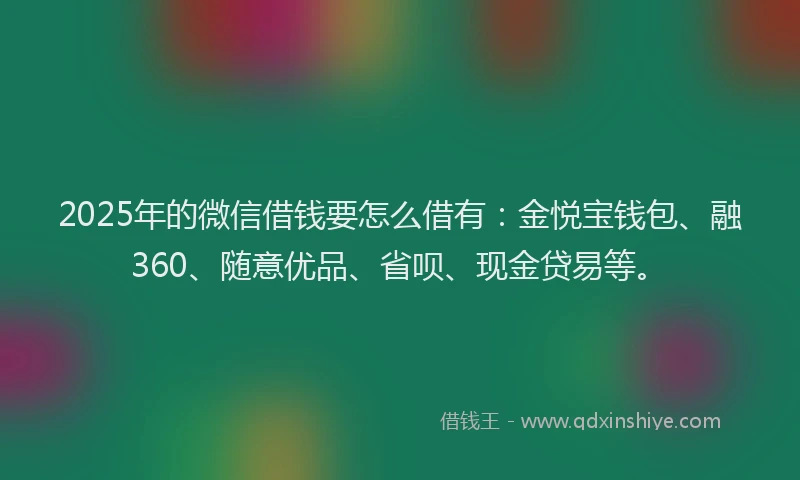 2025年的微信借钱要怎么借有：金悦宝钱包、融360、随意优品、省呗、现金贷易等。