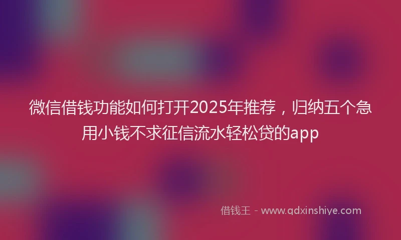 微信借钱功能如何打开2025年推荐，归纳五个急用小钱不求征信流水轻松贷的app