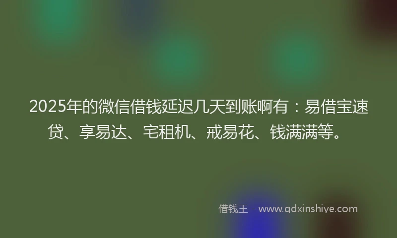 2025年的微信借钱延迟几天到账啊有：易借宝速贷、享易达、宅租机、戒易花、钱满满等。