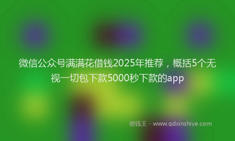 微信公众号满满花借钱2025年推荐，概括5个无视一切包下款5000秒下款的app