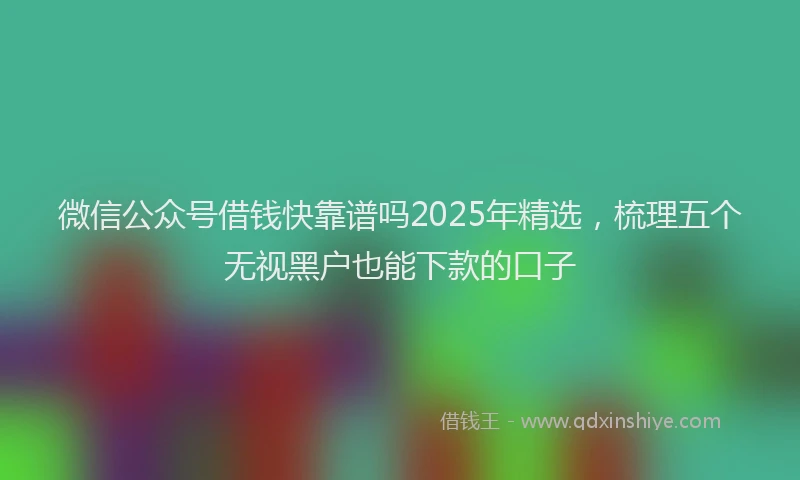 微信公众号借钱快靠谱吗2025年精选，梳理五个无视黑户也能下款的口子
