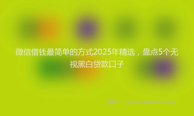 微信借钱最简单的方式2025年精选，盘点5个无视黑白贷款口子
