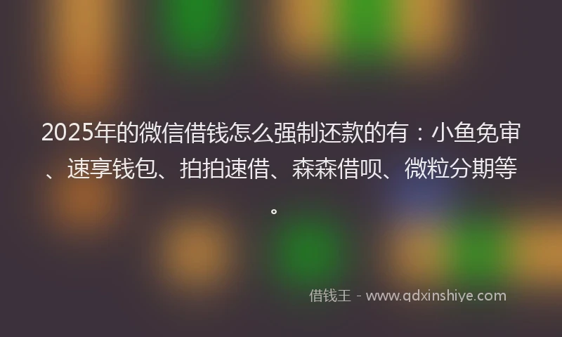 2025年的微信借钱怎么强制还款的有：小鱼免审、速享钱包、拍拍速借、森森借呗、微粒分期等。