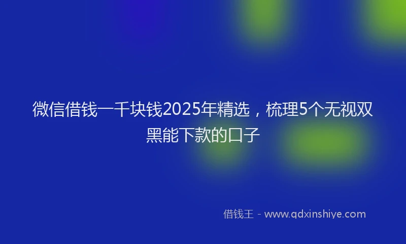 微信借钱一千块钱2025年精选，梳理5个无视双黑能下款的口子