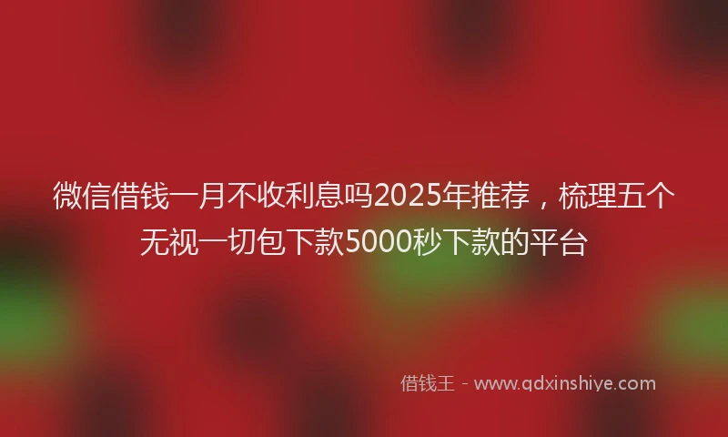 微信借钱一月不收利息吗2025年推荐，梳理五个无视一切包下款5000秒下款的平台