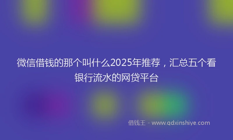 微信借钱的那个叫什么2025年推荐，汇总五个看银行流水的网贷平台