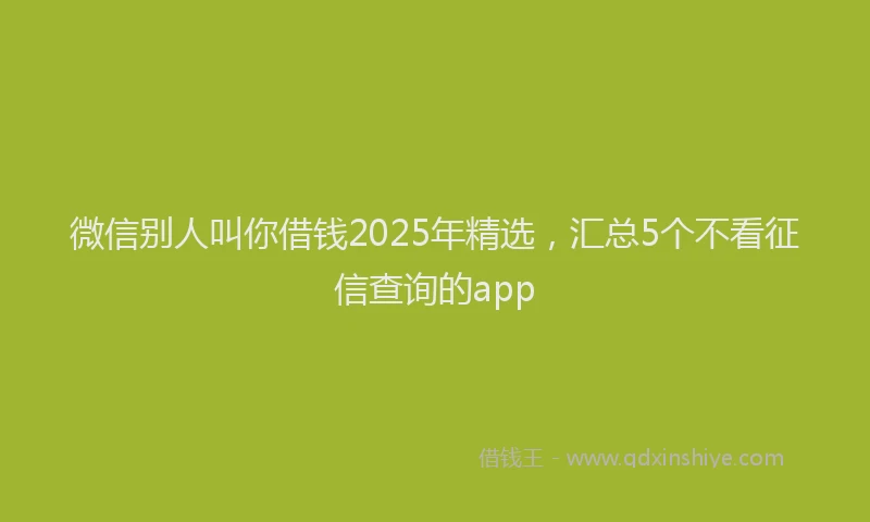 微信别人叫你借钱2025年精选，汇总5个不看征信查询的app