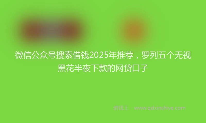 微信公众号搜索借钱2025年推荐，罗列五个无视黑花半夜下款的网贷口子