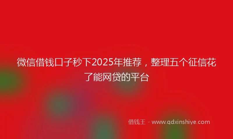 微信借钱口子秒下2025年推荐，整理五个征信花了能网贷的平台