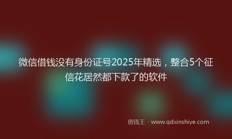 微信借钱没有身份证号2025年精选，整合5个征信花居然都下款了的软件