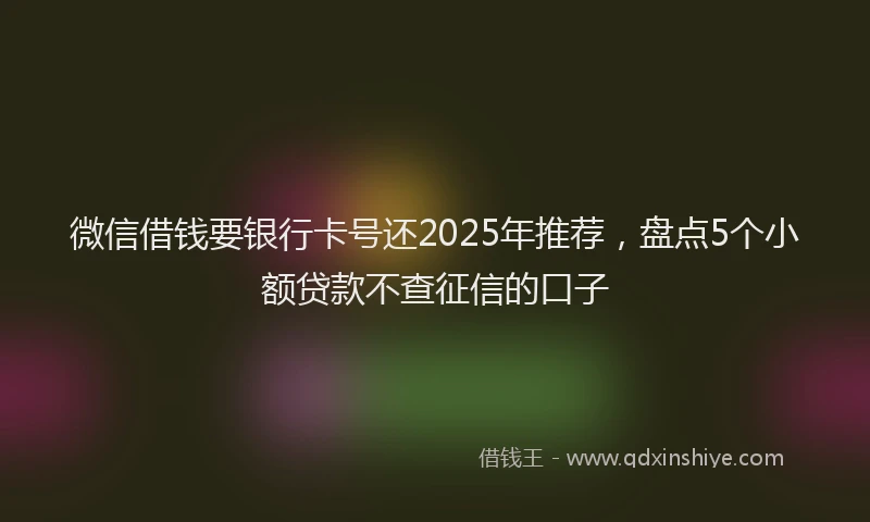 微信借钱要银行卡号还2025年推荐，盘点5个小额贷款不查征信的口子