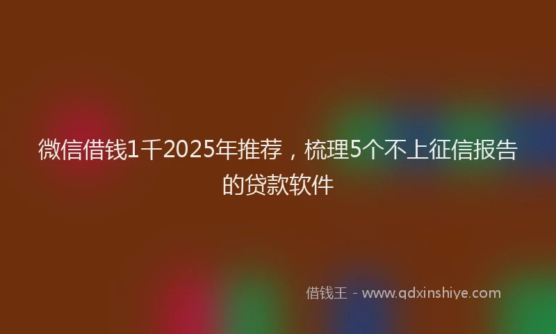微信借钱1千2025年推荐，梳理5个不上征信报告的贷款软件