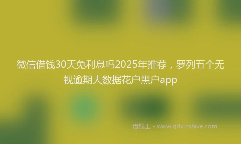 微信借钱30天免利息吗2025年推荐，罗列五个无视逾期大数据花户黑户app