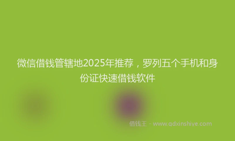 微信借钱管辖地2025年推荐，罗列五个手机和身份证快速借钱软件
