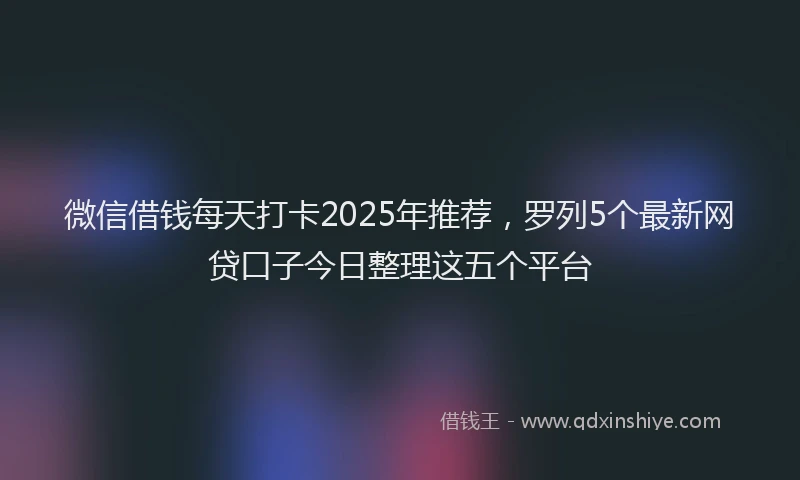 微信借钱每天打卡2025年推荐，罗列5个最新网贷口子今日整理这五个平台