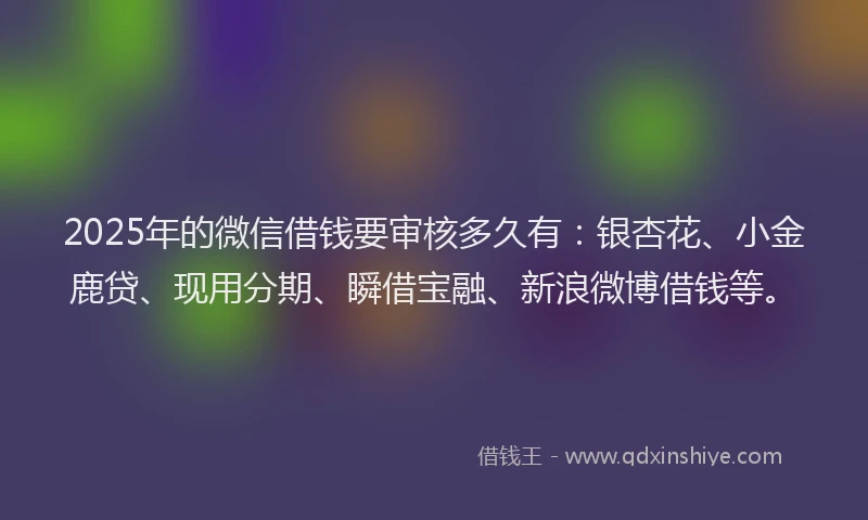 2025年的微信借钱要审核多久有：银杏花、小金鹿贷、现用分期、瞬借宝融、新浪微博借钱等。