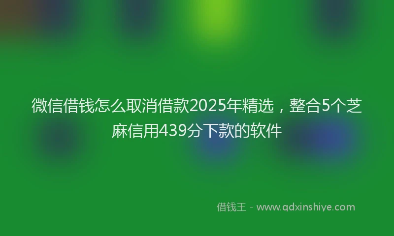 微信借钱怎么取消借款2025年精选，整合5个芝麻信用439分下款的软件