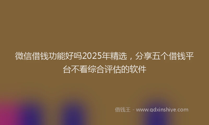 微信借钱功能好吗2025年精选，分享五个借钱平台不看综合评估的软件