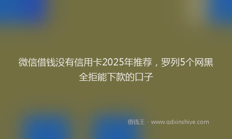 微信借钱没有信用卡2025年推荐，罗列5个网黑全拒能下款的口子