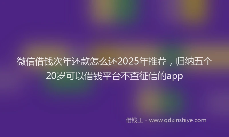 微信借钱次年还款怎么还2025年推荐，归纳五个20岁可以借钱平台不查征信的app