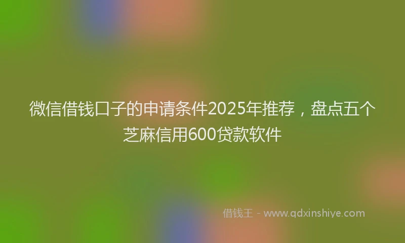 微信借钱口子的申请条件2025年推荐，盘点五个芝麻信用600贷款软件