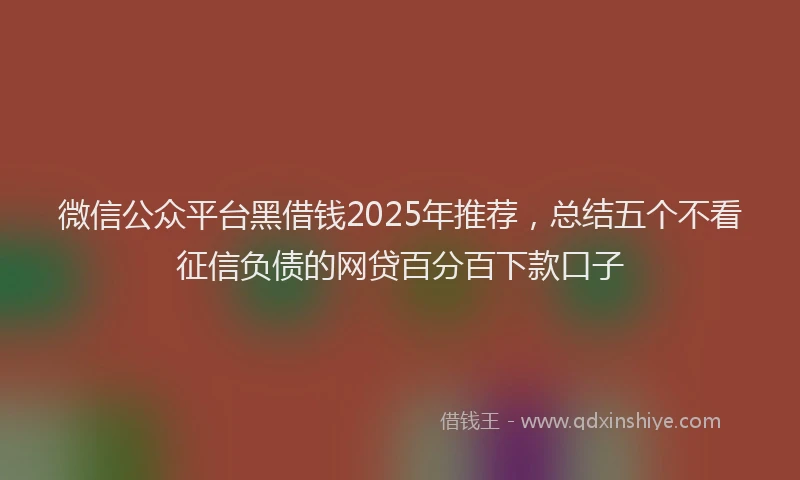 微信公众平台黑借钱2025年推荐，总结五个不看征信负债的网贷百分百下款口子