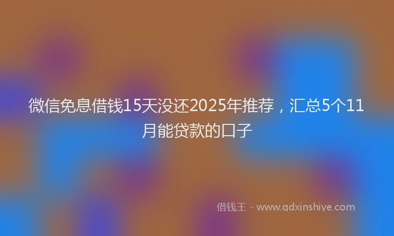 微信免息借钱15天没还2025年推荐，汇总5个11月能贷款的口子