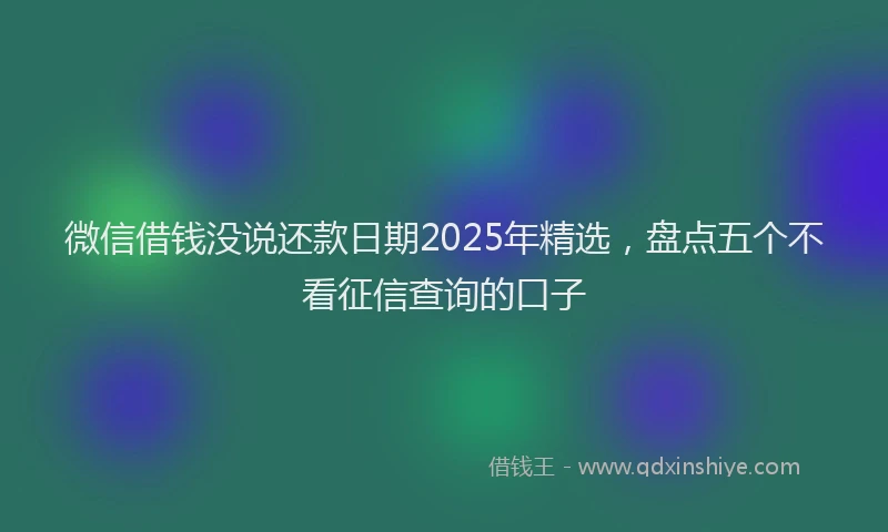 微信借钱没说还款日期2025年精选，盘点五个不看征信查询的口子
