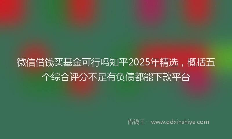 微信借钱买基金可行吗知乎2025年精选，概括五个综合评分不足有负债都能下款平台
