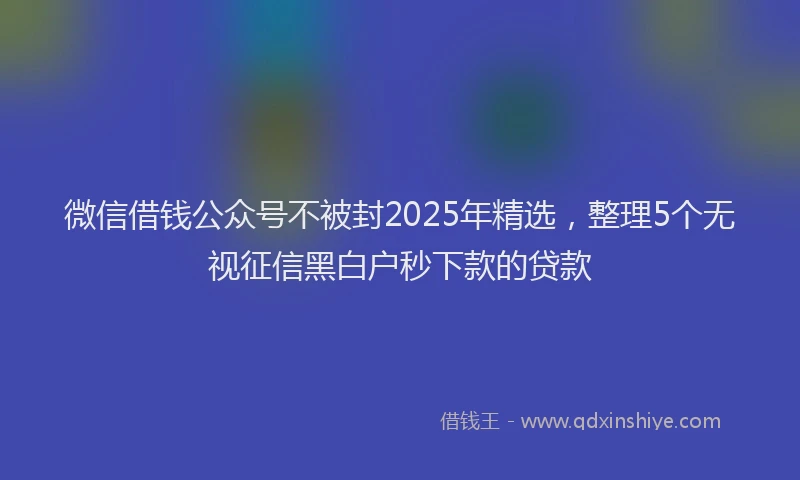 微信借钱公众号不被封2025年精选，整理5个无视征信黑白户秒下款的贷款