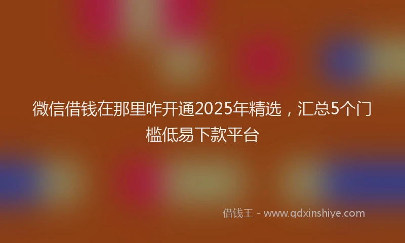 微信借钱在那里咋开通2025年精选，汇总5个门槛低易下款平台