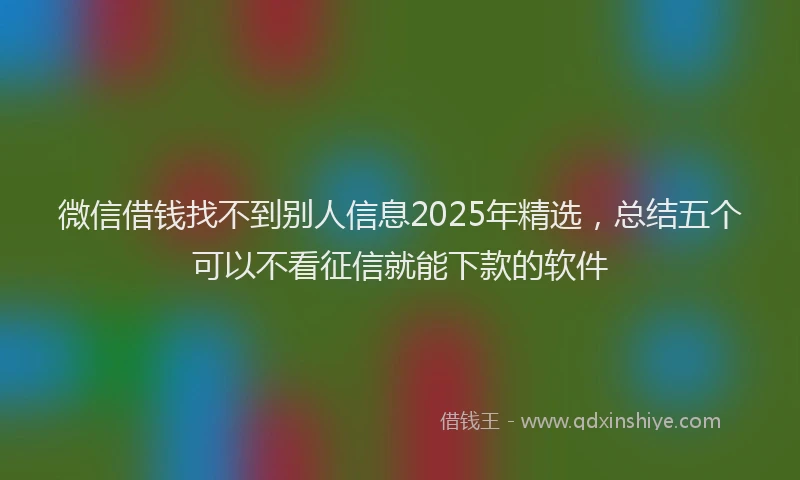微信借钱找不到别人信息2025年精选，总结五个可以不看征信就能下款的软件