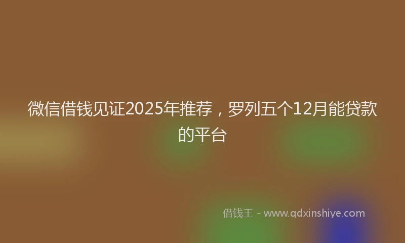 微信借钱见证2025年推荐，罗列五个12月能贷款的平台