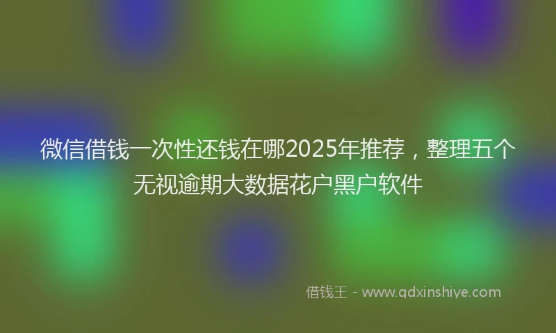 微信借钱一次性还钱在哪2025年推荐，整理五个无视逾期大数据花户黑户软件