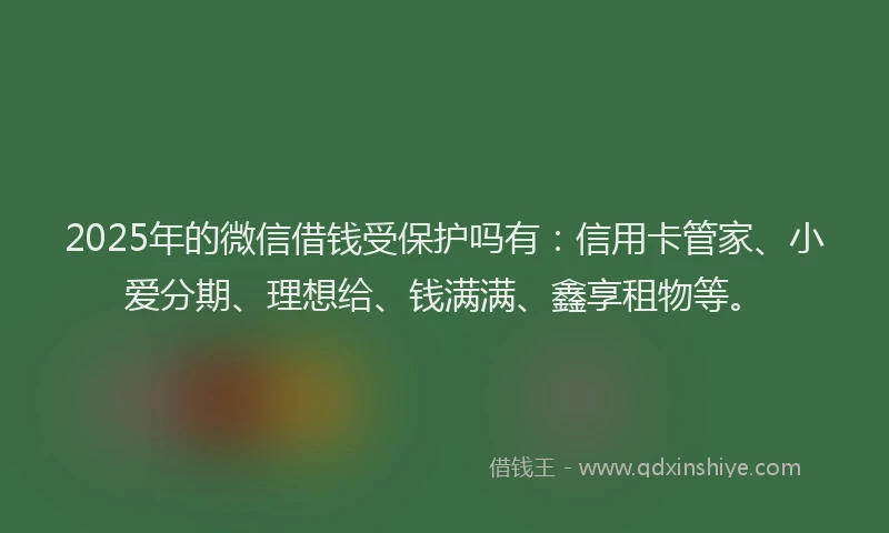 2025年的微信借钱受保护吗有：信用卡管家、小爱分期、理想给、钱满满、鑫享租物等。