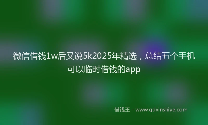 微信借钱1w后又说5k2025年精选，总结五个手机可以临时借钱的app