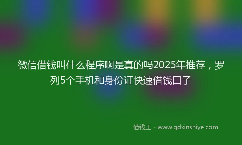 微信借钱叫什么程序啊是真的吗2025年推荐，罗列5个手机和身份证快速借钱口子