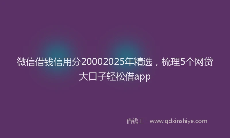 微信借钱信用分20002025年精选，梳理5个网贷大口子轻松借app