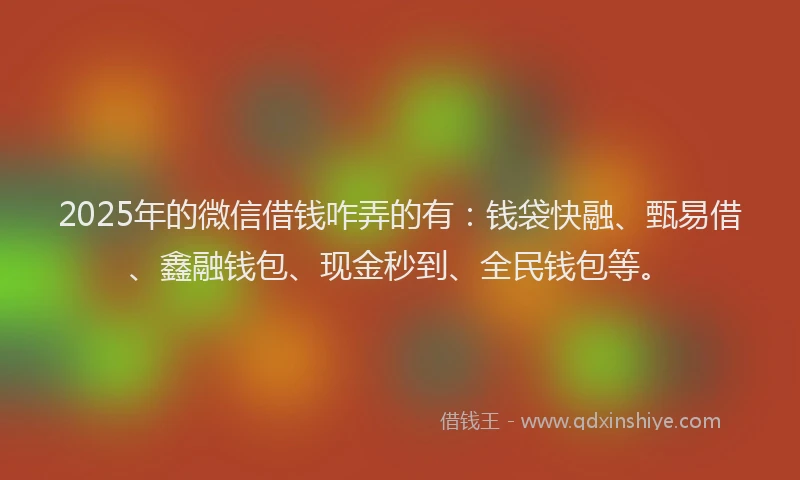 2025年的微信借钱咋弄的有：钱袋快融、甄易借、鑫融钱包、现金秒到、全民钱包等。
