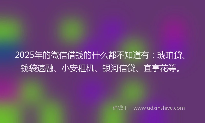 2025年的微信借钱的什么都不知道有：琥珀贷、钱袋速融、小安租机、银河信贷、宜享花等。
