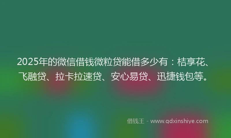 2025年的微信借钱微粒贷能借多少有：桔享花、飞融贷、拉卡拉速贷、安心易贷、迅捷钱包等。