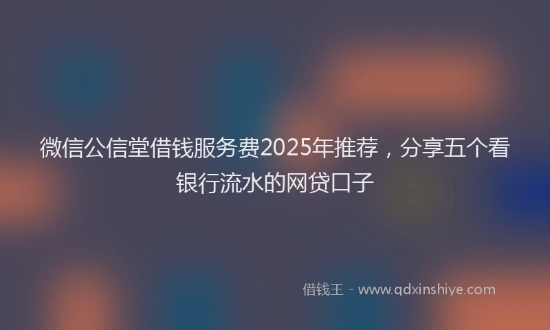 微信公信堂借钱服务费2025年推荐，分享五个看银行流水的网贷口子