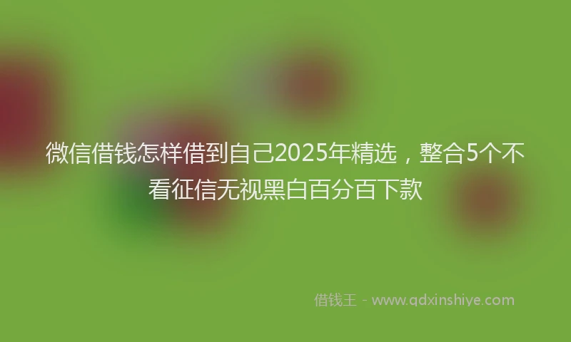 微信借钱怎样借到自己2025年精选，整合5个不看征信无视黑白百分百下款