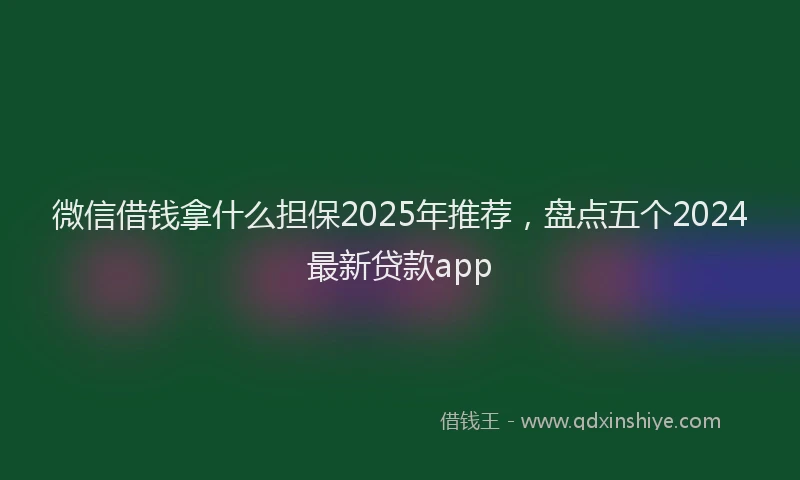 微信借钱拿什么担保2025年推荐，盘点五个2024最新贷款app