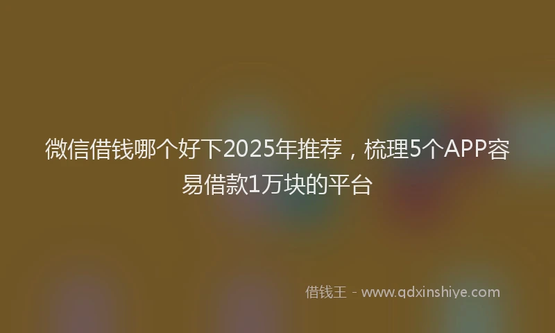 微信借钱哪个好下2025年推荐，梳理5个APP容易借款1万块的平台