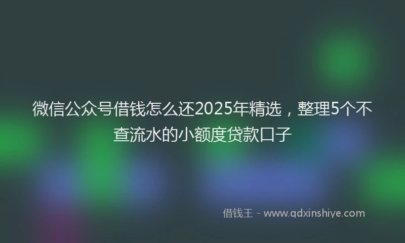 微信公众号借钱怎么还2025年精选，整理5个不查流水的小额度贷款口子
