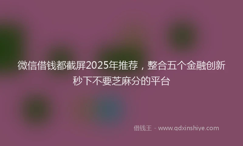 微信借钱都截屏2025年推荐，整合五个金融创新秒下不要芝麻分的平台