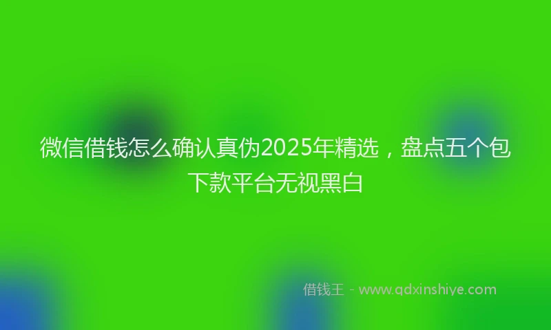 微信借钱怎么确认真伪2025年精选，盘点五个包下款平台无视黑白