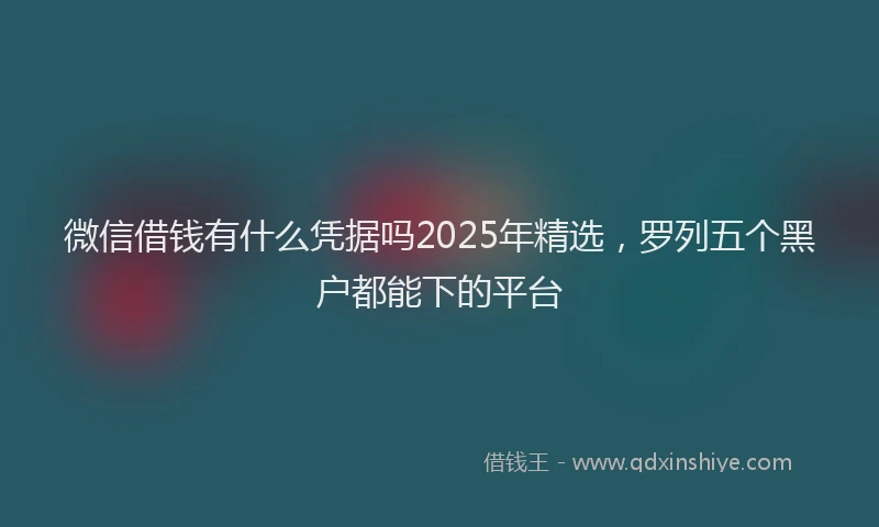 微信借钱有什么凭据吗2025年精选，罗列五个黑户都能下的平台
