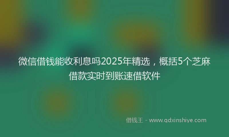 微信借钱能收利息吗2025年精选，概括5个芝麻借款实时到账速借软件